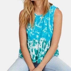 We The Free Anytime Oversized Tie Dye Peplum Tank Size M Boho Hippie